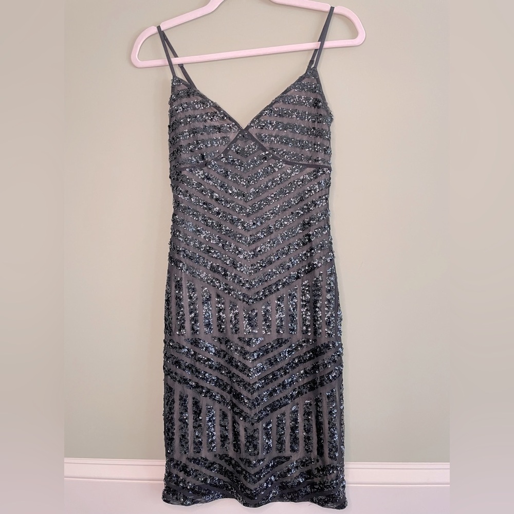 EXPRESS Black & Nude Sequin Dress body con, New Year’s Eve, NYE, cocktail